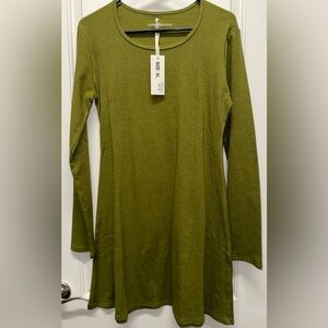 NWT Laura Hlavac Women's Olive Long Sleeve Scoop Neck Tunic Top Size XL